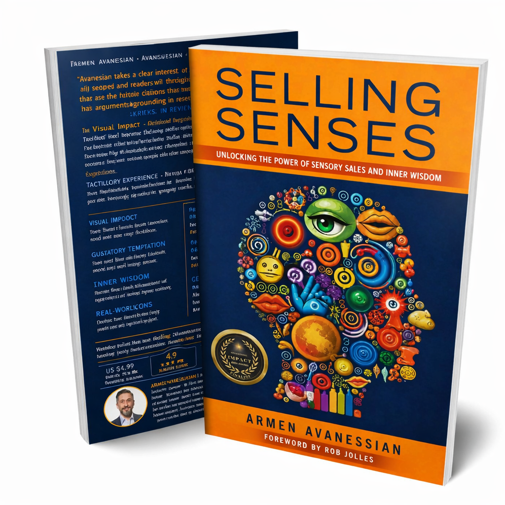 Book cover mockup for Selling Senses™ by Armen Avanessian